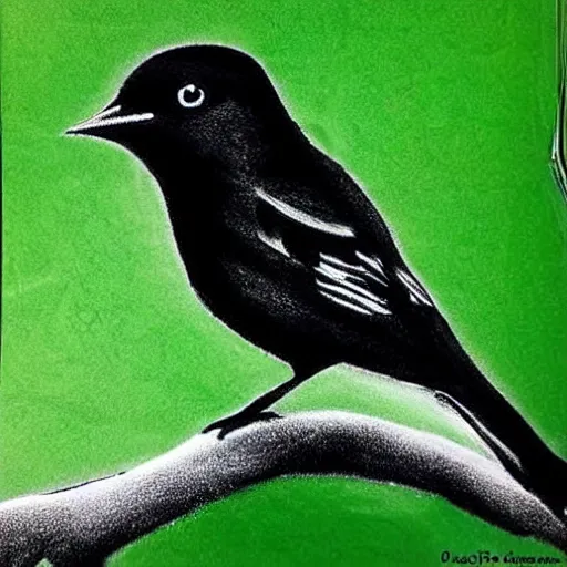 Image similar to once upon a time there were little birds that became black and white drawing