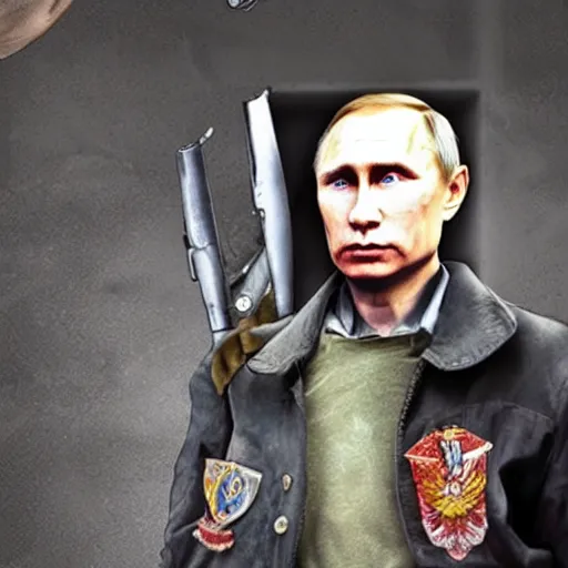 Prompt: mutant vladimir putin, post apocalypse