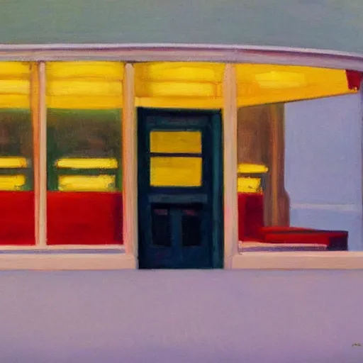 Image similar to a smile in the style of edward hopper