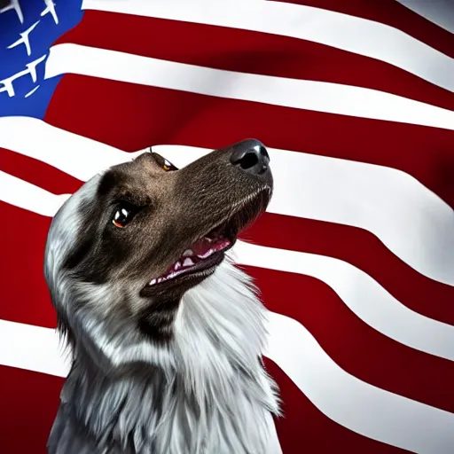 Prompt: dog trident bald eagle, patriotic, unreal engine