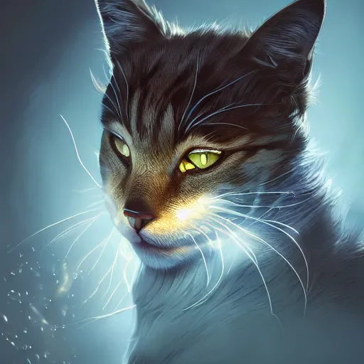 Image similar to cat genkidama charging, golden hour, fantasy, sharp focus, digital art, hyper realistic, 4 k, unreal engine, highly detailed, hd, dramatic lighting by brom, trending on artstation