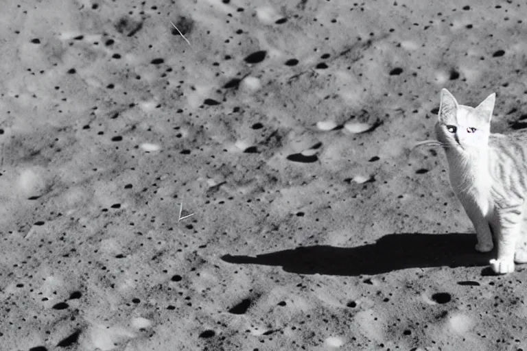 Image similar to photo of the first cat on the moon, highly detailed,