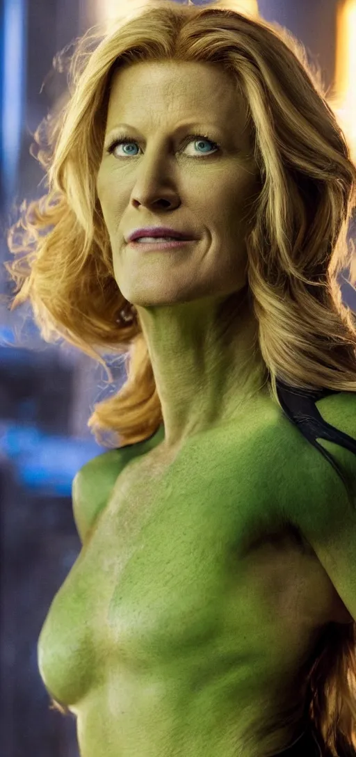 Prompt: Anna Gunn as She-Hulk in the new Marvel film, movie poster, real, 8k,