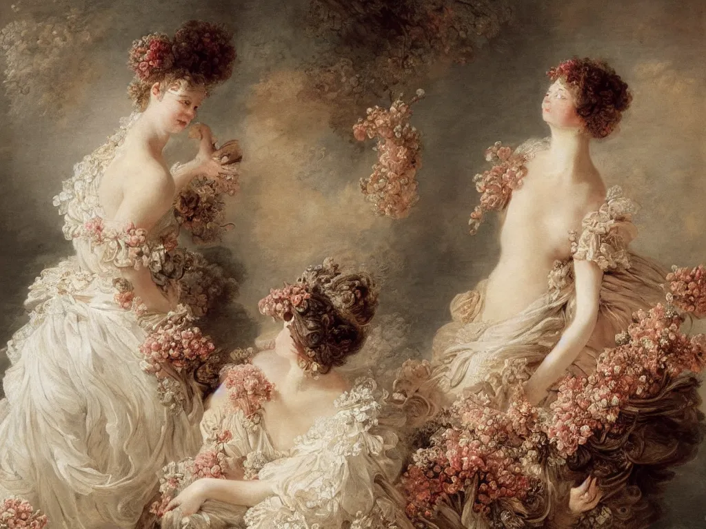 Image similar to portrait fragrance advertising campaign by jean honore fragonard, highly detailed, intricate