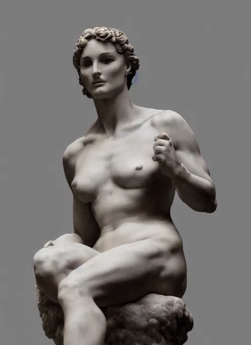 Image similar to Michelangelo's statue of Natalie Portman, highly detailed, 8k