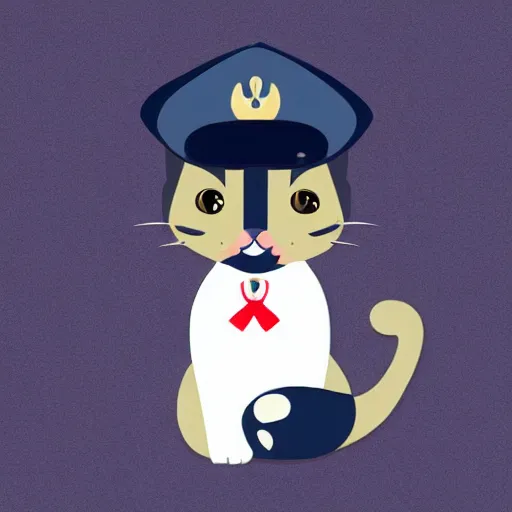 Image similar to cute cat wearing navy uniform, profile picture, realistic, full body