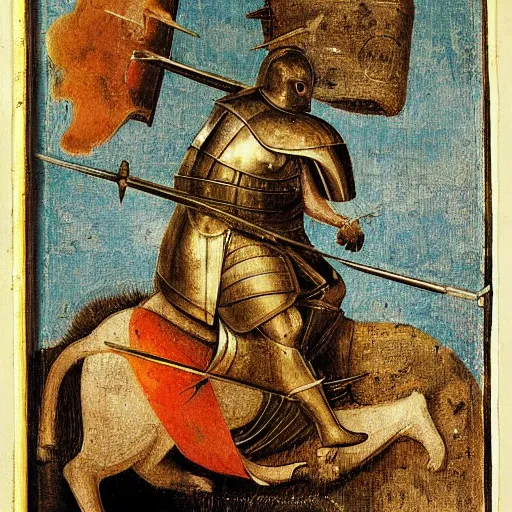 Prompt: maximus decimus with armor and sword fire effect by hieronymus bosch