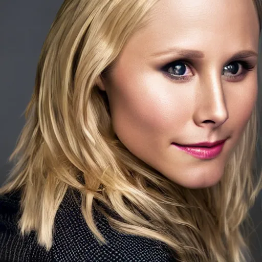 Image similar to beautiful highly detailed portrait photograph of kristen bell, 35mm, sigma f/1.4