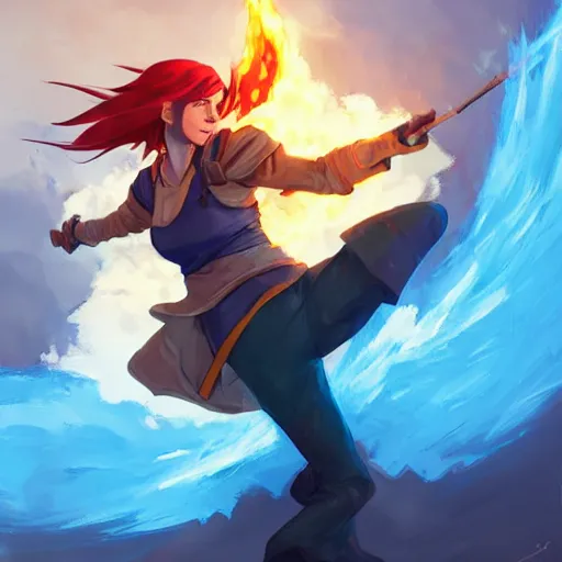 Image similar to the female blue mage casting a fire ball, fantasy art heartstone video game icon, 2 d game art gta cover, official fanart behance hd artstation by jesper ejsing, by rhads, makoto shinkai and lois van baarle, ilya kuvshinov, rossdraws