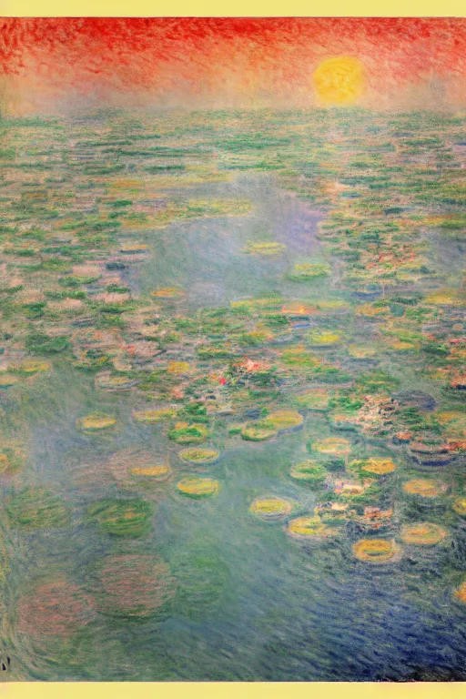 Image similar to tokio, illustration, in the style of claude monet