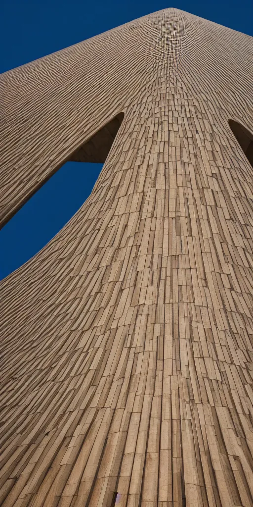 Prompt: Giant tower in the by oxo architectes , dunes , 24 mm shot , 8k
