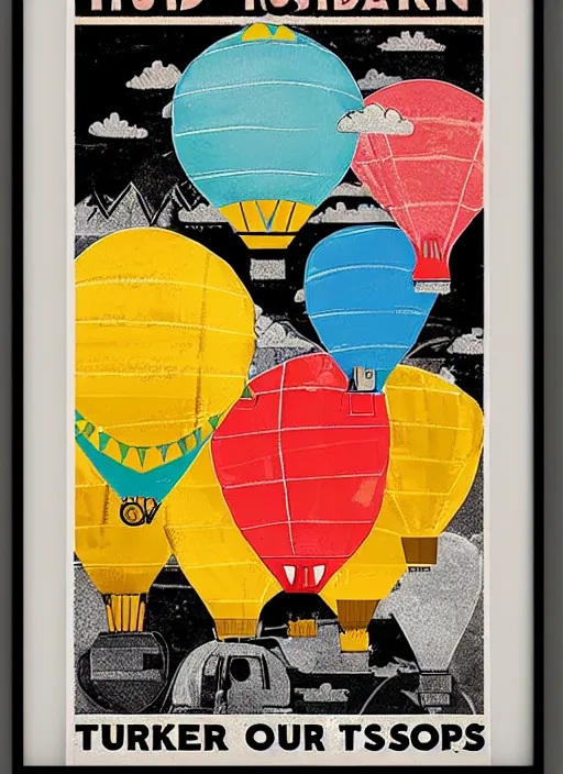 Image similar to turisk art modern poster hot air balloons