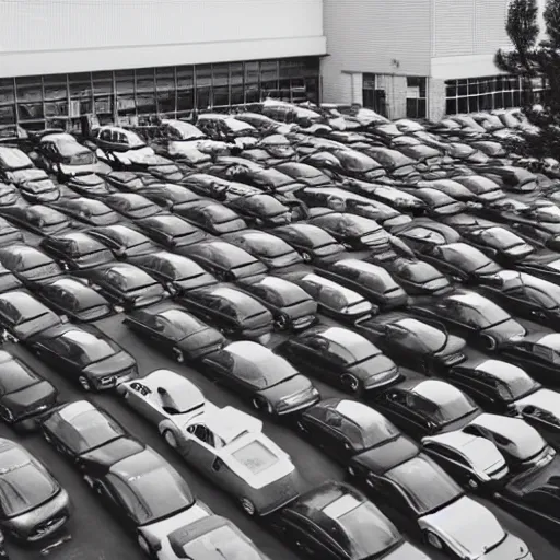 Image similar to Beatiful liminal Fuzzy Photograph of an infinite never-ending parking lot filled with cars, low angle