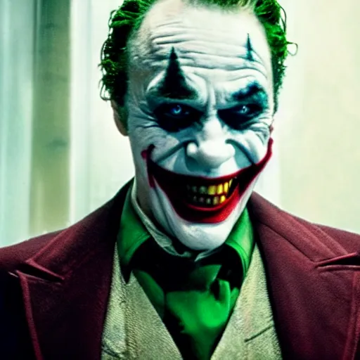 Prompt: film still of Marlon Brando as joker in the new Joker movie
