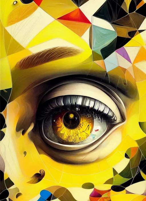 Prompt: brain dimensions, yellow and black, afremov, victo ngai, artgerm, rhads, ross draws, hyperrealism, intricate detailed