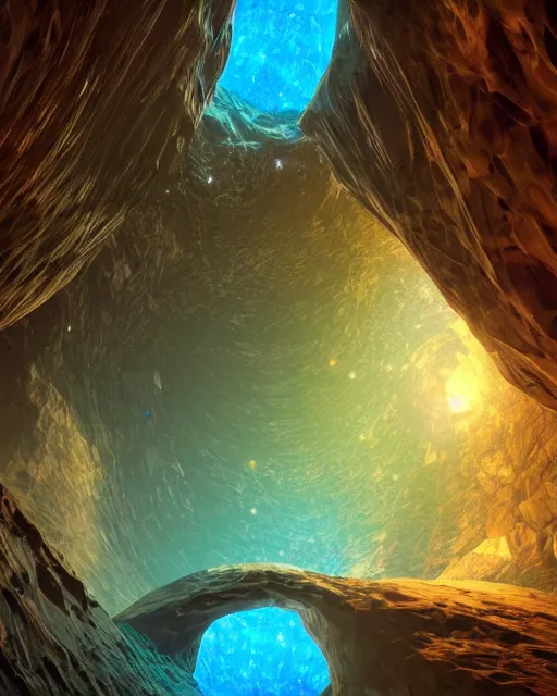 Prompt: the most beautiful star system inside of a crystal clear cave,, coherent design, symmetrical, concept art, vivid color, complementary color, golden ratio, detailed, sharp lines, intricate, rainbowshift, in unreal engine, octane render