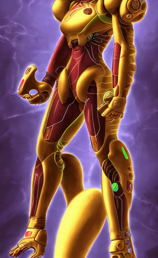 Prompt: samus aran bioorganic varia suit, energetic varia suit, full body portrait, highly detailed, intricate, concept art, vertical portrait