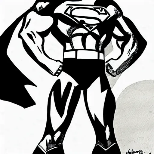 Prompt: superman ink illustration by darwyn cooke