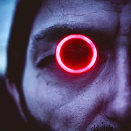 Image similar to a man with red glowing eyes