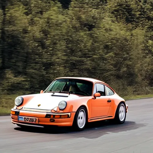 Prompt: photo of a a flying porsche 9 6 4