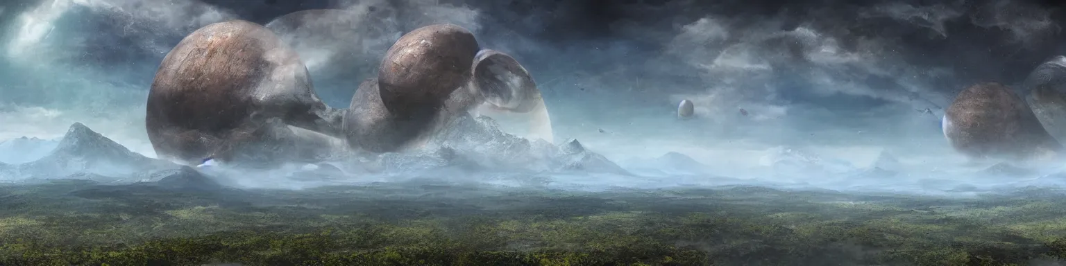 Image similar to an amazing scenic view from an alien world, photo. Hyperrealism