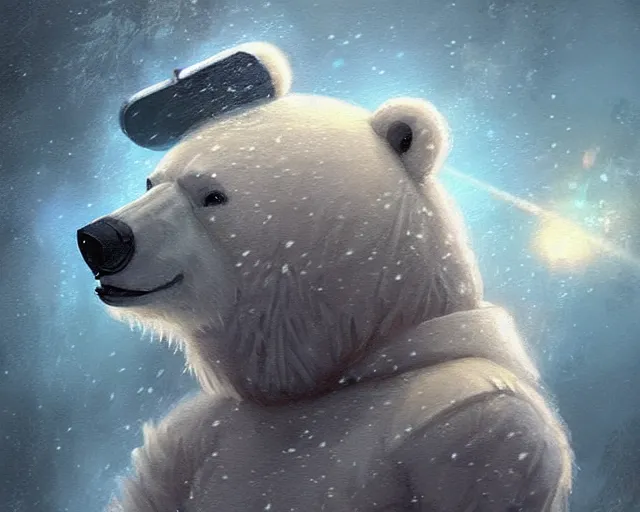 Prompt: a super cute anthropomorphic polar bear in snowgear from final fantasy, holding a snowboard, deep focus, d & d, fantasy, intricate, elegant, highly detailed, digital painting, artstation, concept art, matte, sharp focus, illustration, hearthstone, art by artgerm and greg rutkowski and alphonse mucha