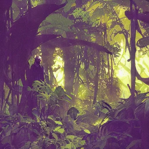 Prompt: beautiful jungle, dappled light, intricate, elegant, highly detailed, greg manchess, mucha, liepke, ruan jia, jeffrey catherine jones, ridley scott