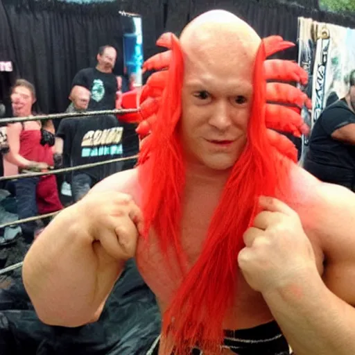 Image similar to professional wrestler dressed as a shrimp