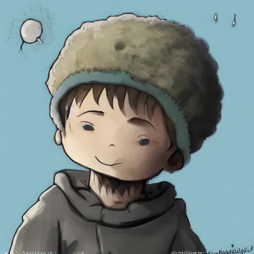 Image similar to little boy wearing sheep suit. white, gray, blue, green and brown pallet color. made in abyss art style, inspired in chris from deltarrune, artgerm