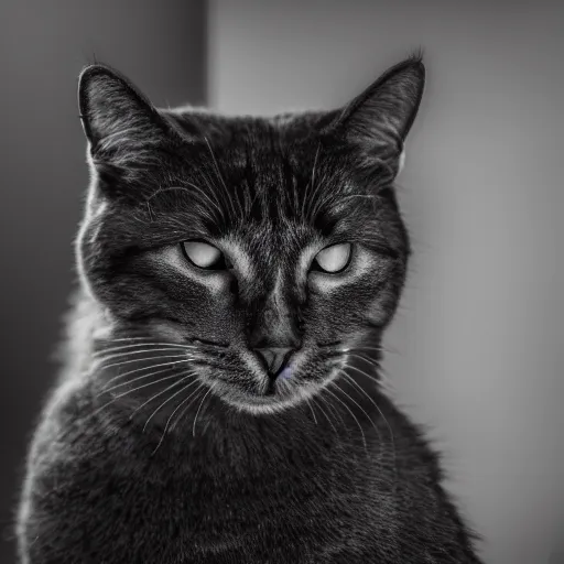 Image similar to cat in full riot gear, moody lighting, 8 k, shallow depth of field, cinematic lighting,