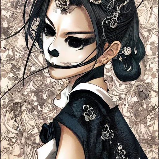 Image similar to anime manga skull portrait young woman bride skeleton, intricate, elegant, highly detailed, digital art, ffffound, art by JC Leyendecker and sachin teng