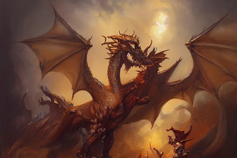 Prompt: A beautiful oil painting of a dragon, by Lucas Graciano, Frank Frazetta, Greg Rutkowski, Boris Vallejo, epic fantasy character art, goddess of war, fantasy armor, Exquisite detail, post-processing, low angle, masterpiece, cinematic