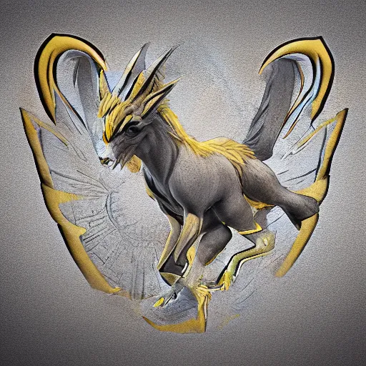 Image similar to mythical creature, griffin-like style, 2d solid shape logo