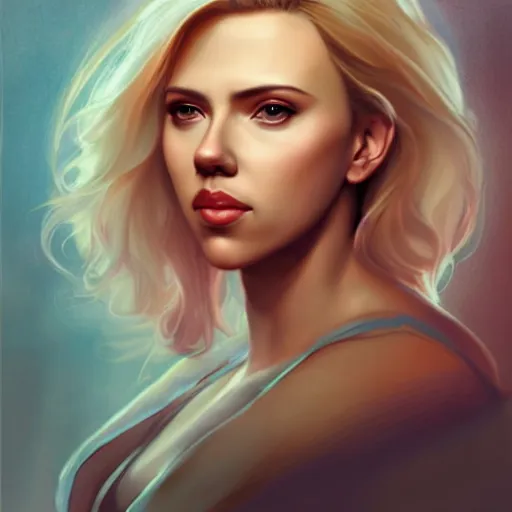 Prompt: portrait of scarlett johansson by charlie bowater