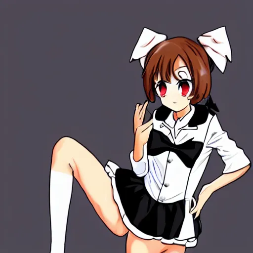 Image similar to femboy Mr Bean anime maid outfit