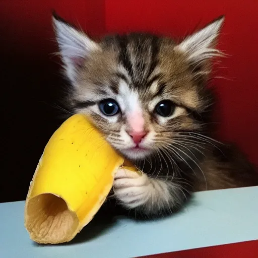 Image similar to kitten in a banana peel