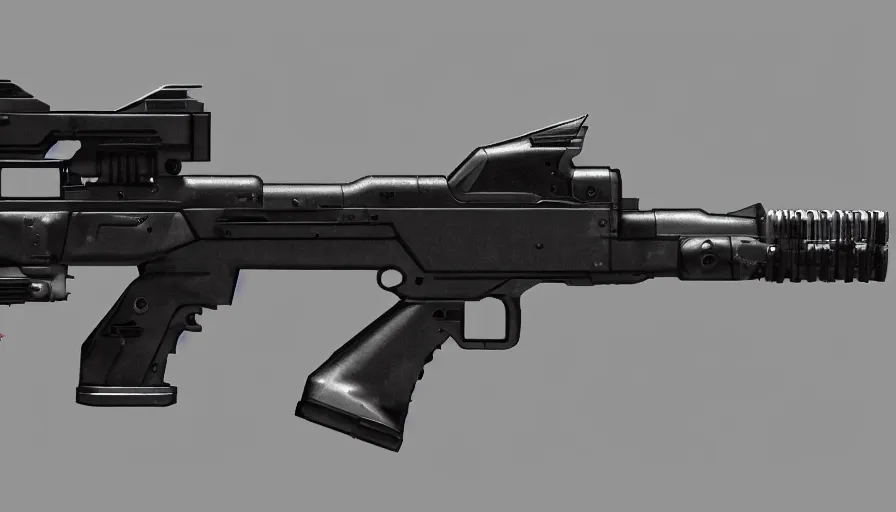 Prompt: a side view of futuristic smg gun design