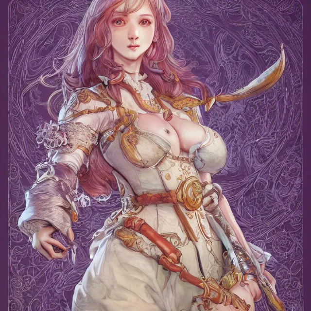 Image similar to the portrait of neutral good colorful female cleric bard as absurdly beautiful, gorgeous, elegant, skinny gravure idol, an ultrafine hyperdetailed illustration by kim jung gi, irakli nadar, intricate linework, sharp focus, bright colors, octopath traveler, final fantasy, unreal engine 5 highly rendered, global illumination, radiant light, detailed and intricate environment