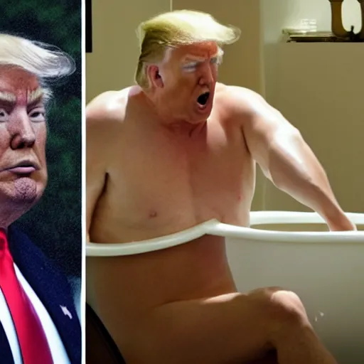 Image similar to donald trump having a bath while having a nightmare