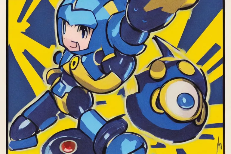 Image similar to Megaman as Pikachu lithography