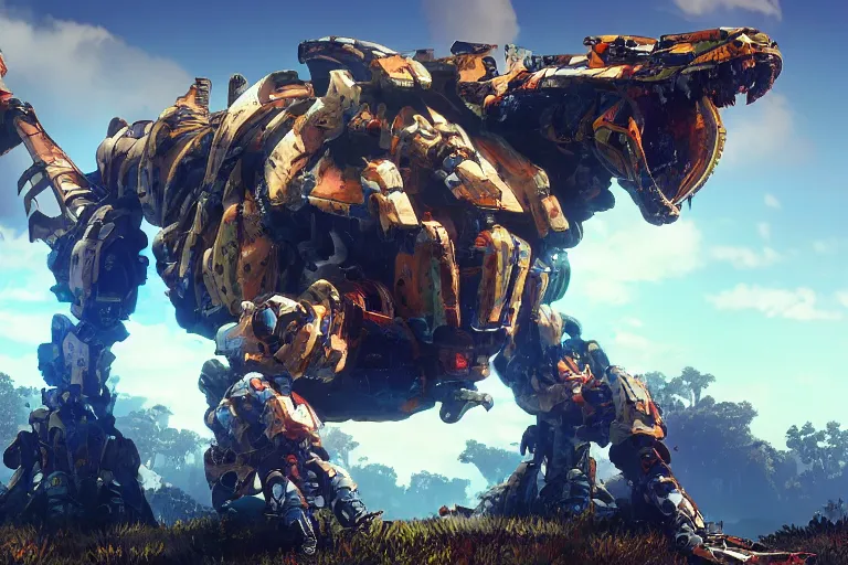 Image similar to shellsnapper machine mecha animal beast robot of horizon forbidden west horizon zero dawn bioluminiscence global illumination ray tracing hdr fanart arstation by sung choi and eric pfeiffer and gabriel garza and casper konefal