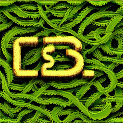 Image similar to a 3 d rendered text box saying sd with vines stretching across the image