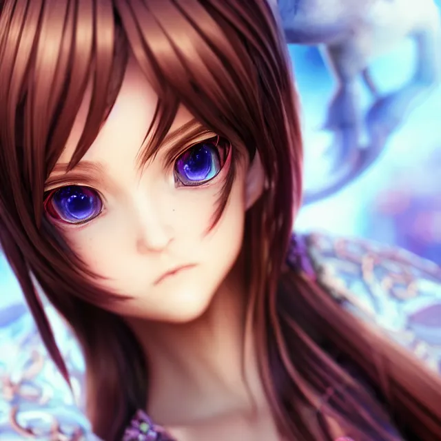 Image similar to perfectly centered close up portrait, anime goddess, candid photography, by anne stokes, highly detailed, character concept, unreal engine 5