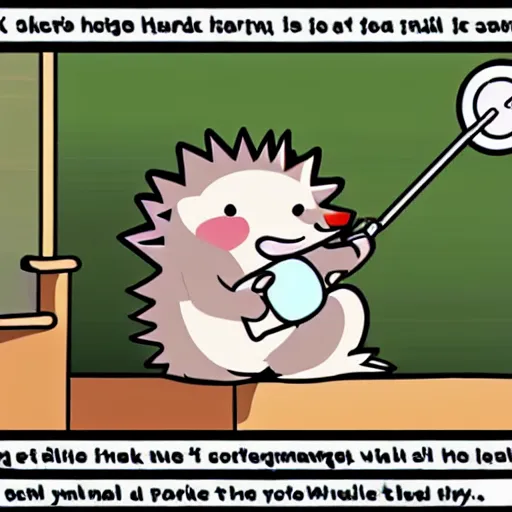 Image similar to sick hedgehog with a thermometer in its mouth anime, cute, adorable