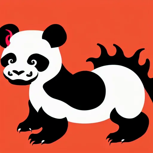 Image similar to vector art of welsh dragon and cute panda mixed, intercrossed, chimera, welsh flag, adobe illustrator