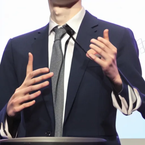 Image similar to vitalik buterin wearing a suit presenting at a conference, muscular, Canon EOS, full shot