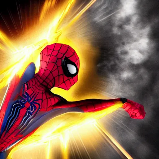 Prompt: spider - man fused with reverse flash, hd photo, highly detailed