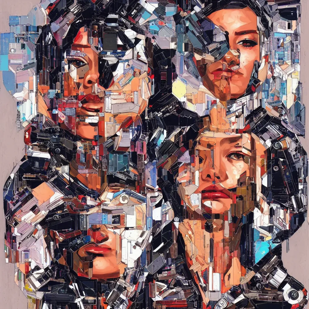 Image similar to portrait of a female android, by MARVEL comics and Sandra Chevrier, 8k