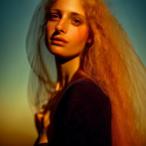 Prompt: photographic portrait of a stunningly beautiful israeli renaissance female in soft dreamy light at sunset, beside the river, soft focus, contemporary fashion shoot, hasselblad nikon, in a denis villeneuve and tim burton movie, by edward robert hughes, annie leibovitz and steve mccurry, david lazar, jimmy nelsson, extremely detailed, breathtaking, hyperrealistic, perfect face