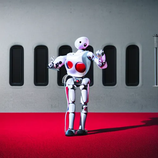 Image similar to hyperrealistic!! Robot actor Walking the Red Carpet, photoshoot, Canon, 8K